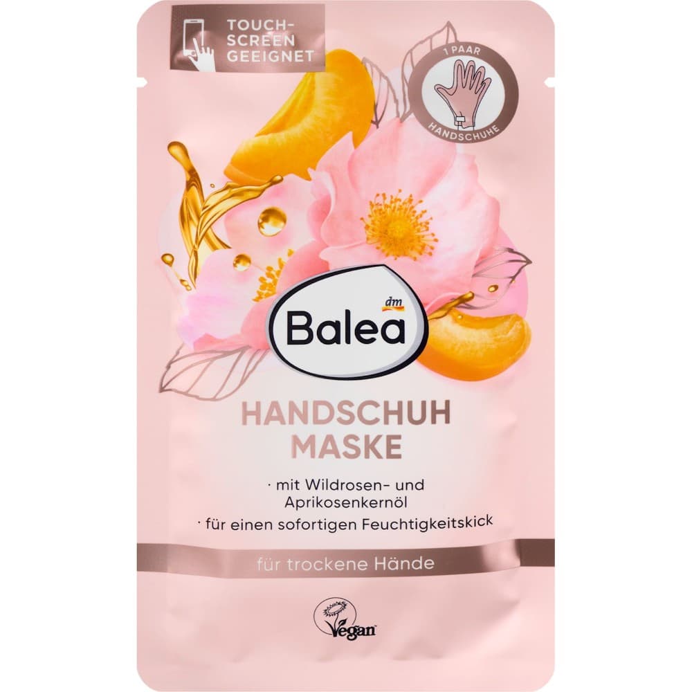 Balea Handschuhmaske Wildrosen- & Aprikosenkernöl, 1 Paar – Dm