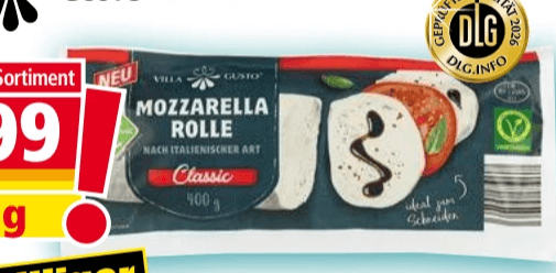 Mozzarella Rolle Classic, 400 g VILLA GUSTO – Norma