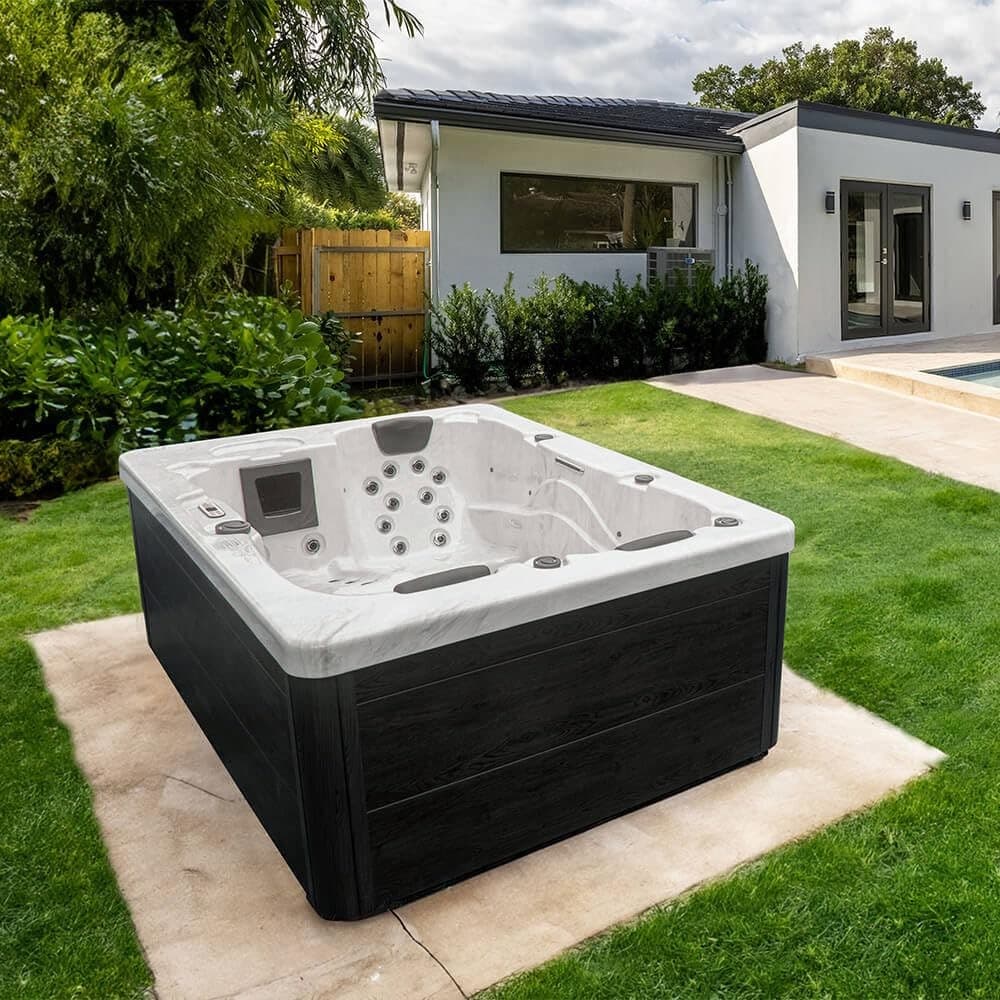 Outdoor Whirlpool White Marble Plus Treppe und Thermoabdeckung HOME DELUXE – Hofer