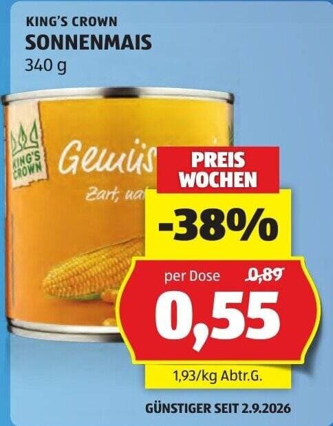King's Crown Sonnenmais, 340 g – Hofer