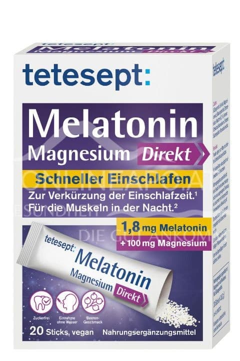 Tetesept Melatonin 1,8MG + Magnesium Sticks, 20 Stück – Müller