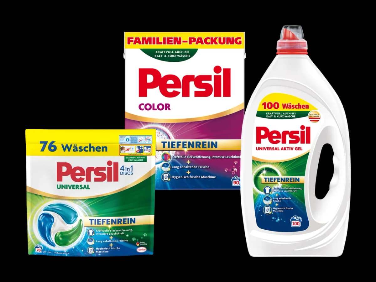 Persil, Pulver 90 WG, Gel 100 WG oder Discs 76 WG – Spar