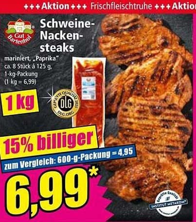 Schweine Nackensteaks, 1 kg Gut Langenhof – Norma