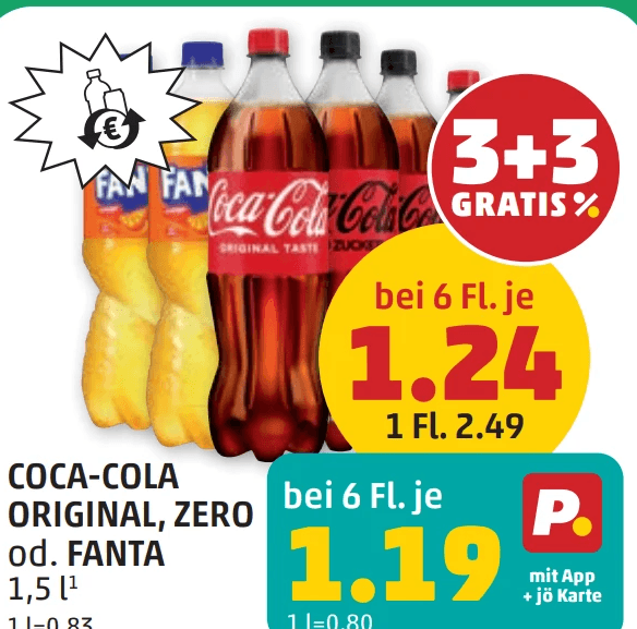 Coca-Cola Original, Zero oder Fanta, 1,5 l Coca-Cola / Fanta – Penny