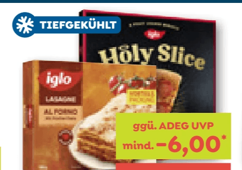 iglo Lasagne al Forno od. Holy Slice Pizza, 495 – 700 g – Adeg