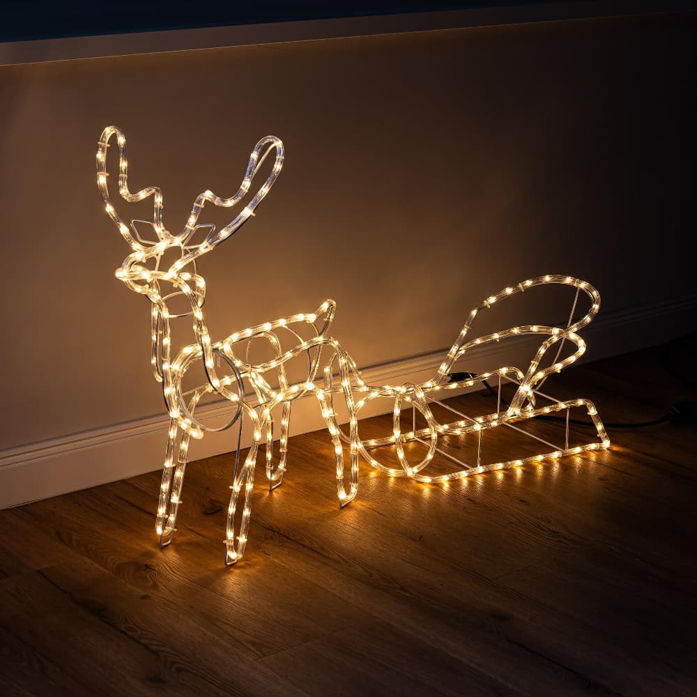LED-Rentier mit Schlitten 264 LEDs, ca. 53 x 25 x 39 cm INNOCOM – Norma