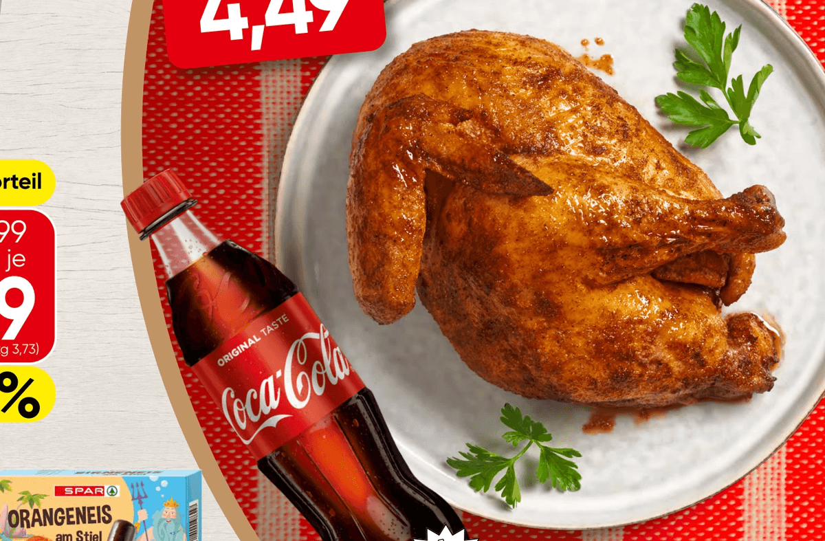 Halbes Grillhendl mit Coca-Cola 0,5 l Gusto Angebot bei Spar