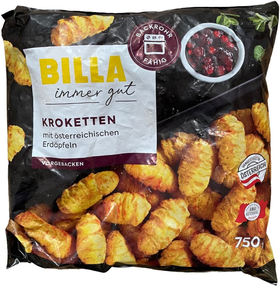 BILLA immer gut Wellen-Pommes, Backrohr-Pommes od. Kroketten, 450 g - 750 g – Billa