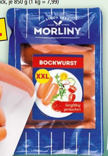Morliny Bockwurst XXL, 850 g – Norma
