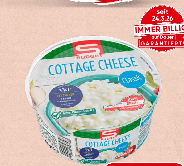 S-Budget Cottage Cheese Natur oder Schnittlauch, 250 g – Spar
