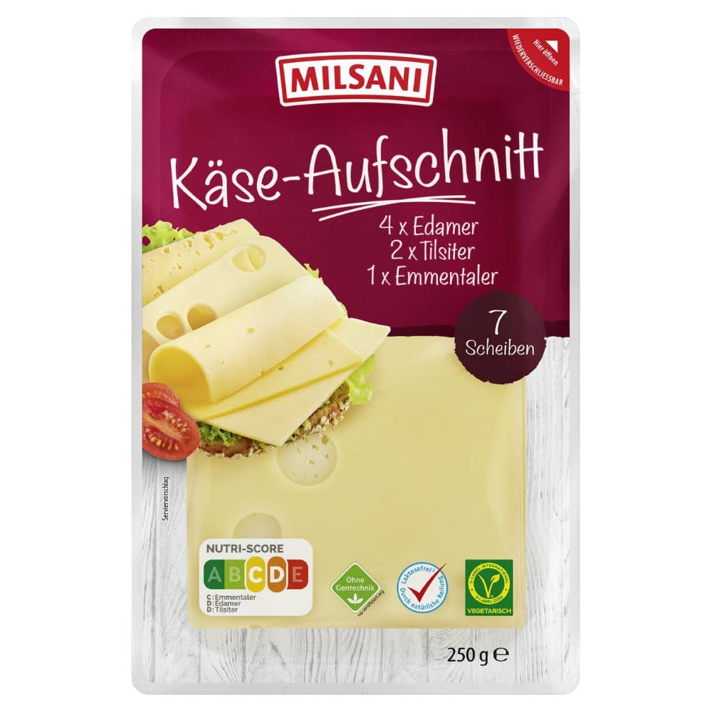 Käse Aufschnitt, 250 g Milsani – Hofer