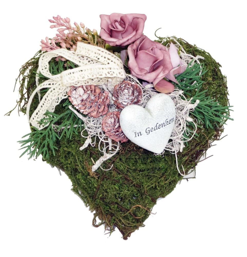Allerheiligengesteck Keramikherz mit Foamrose – Maximarkt