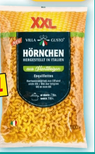 Hörnchen Nudeln XXL, 1 kg VILLA GUSTO – Norma