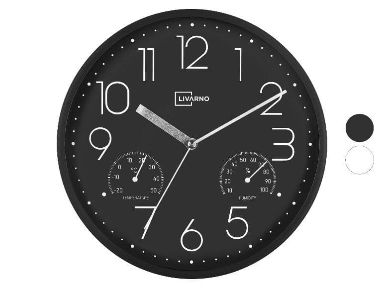 Wanduhr mit Thermo- und Hygrometer, Ø 25 x 4 cm LIVARNO – Lidl