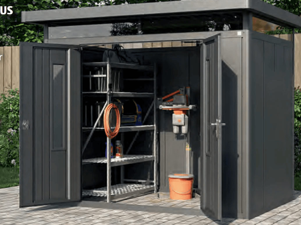 Modernes Metallgerätehaus ELIAS 2618 GFP Angebot bei Hofer