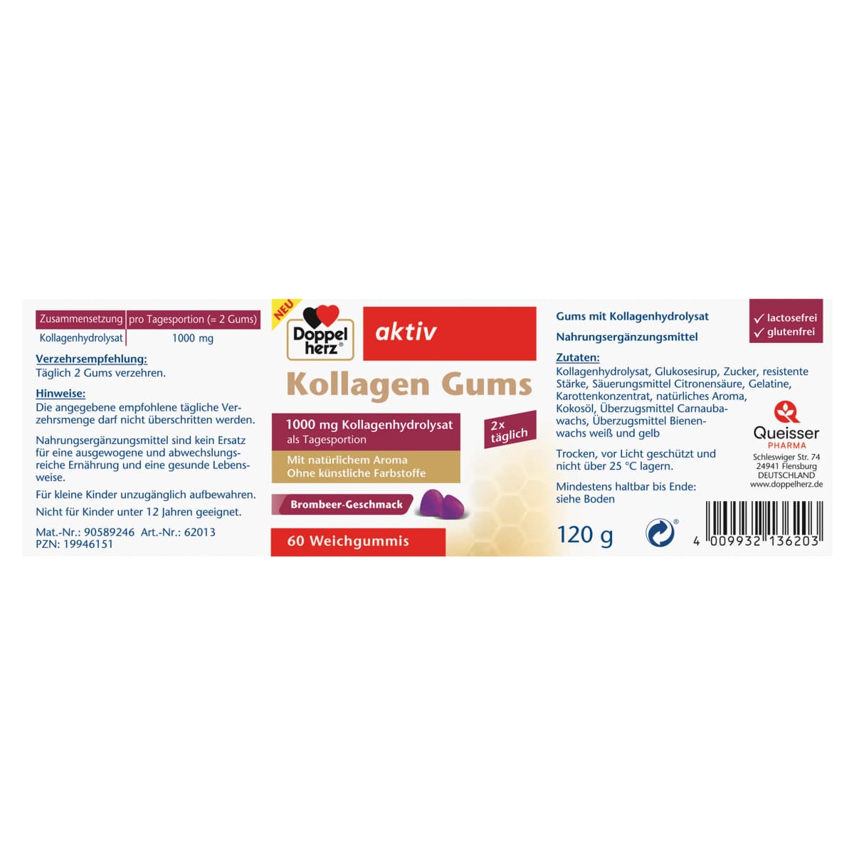 Doppelherz aktiv Kollagen Gums, 60 Stk. – Dm