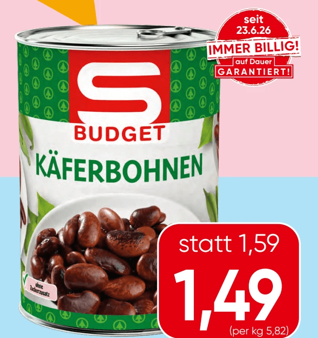 S-BUDGET Käferbohnen 400 g Angebot bei Spar