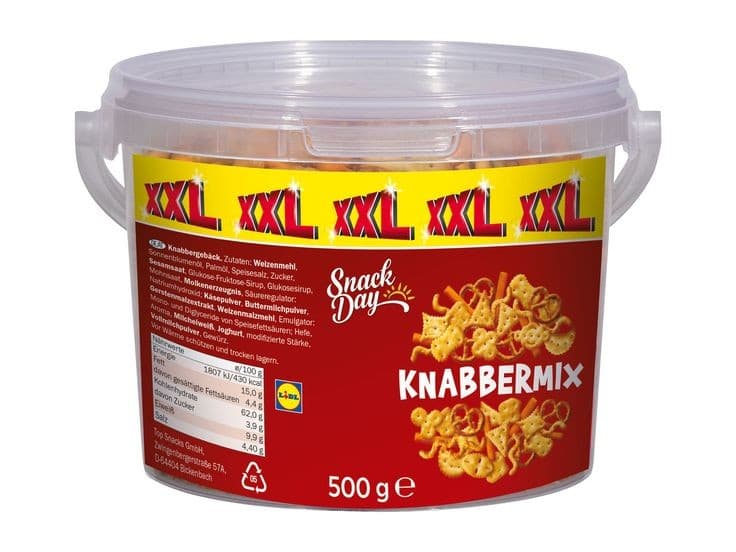 Knabbermix im Eimer, 500 g Snack day – Lidl