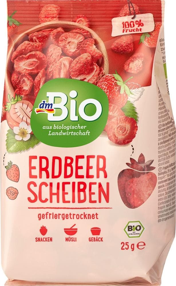 Erdbeerscheiben gefriergetrocknet, 25 g dmBio – Dm