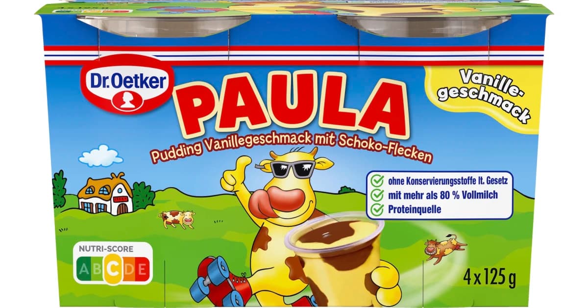 Dr. Oetker Paula Vanille Pudding mit Schokogeschmack 4 x 125 g Angebot bei Lidl