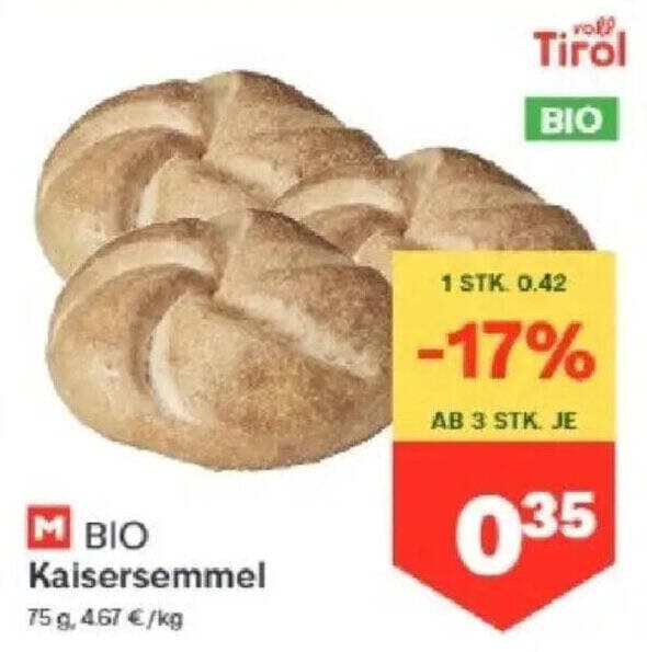Kaisersemmel 75 g Angebot bei MPREIS