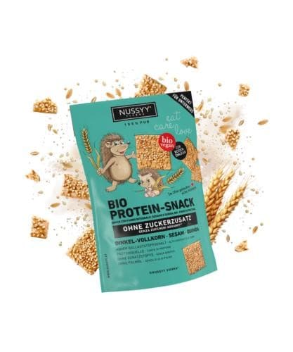 Nussyy Bio Protein Snack Dinkel-Vollkorn-Sesam-Quinoa, 110-g-Packung – Spar