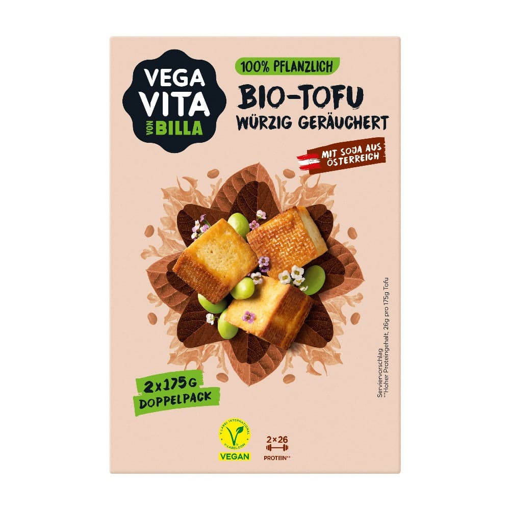 Bio-Tofu würzig geräuchert, 350 g Vegavita – Billa Plus