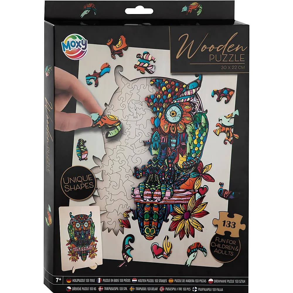 Tier-Holzpuzzle Eule, 133 Teile Moxy – Norma