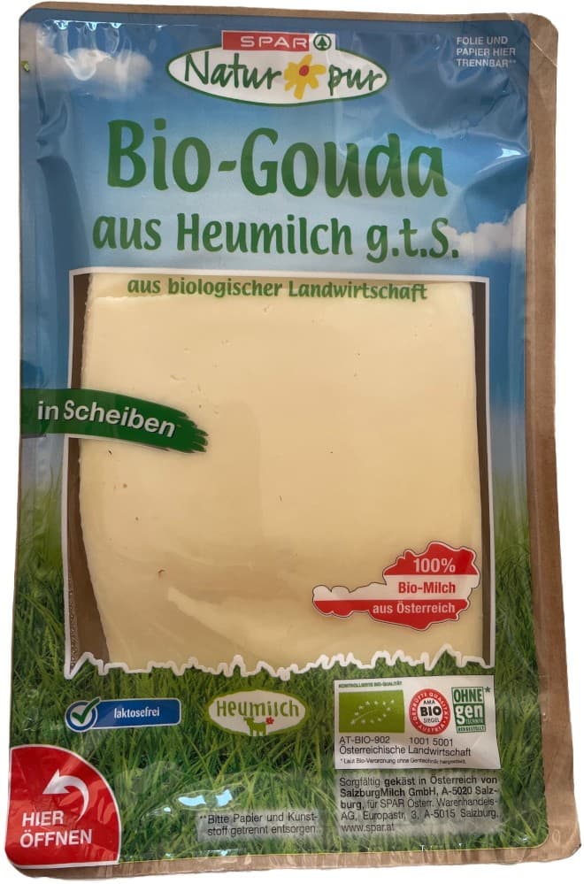 Bio-Gouda aus Heumilch g.t.S., in Bedienung per 100 g SPAR Natur*pur – Interspar