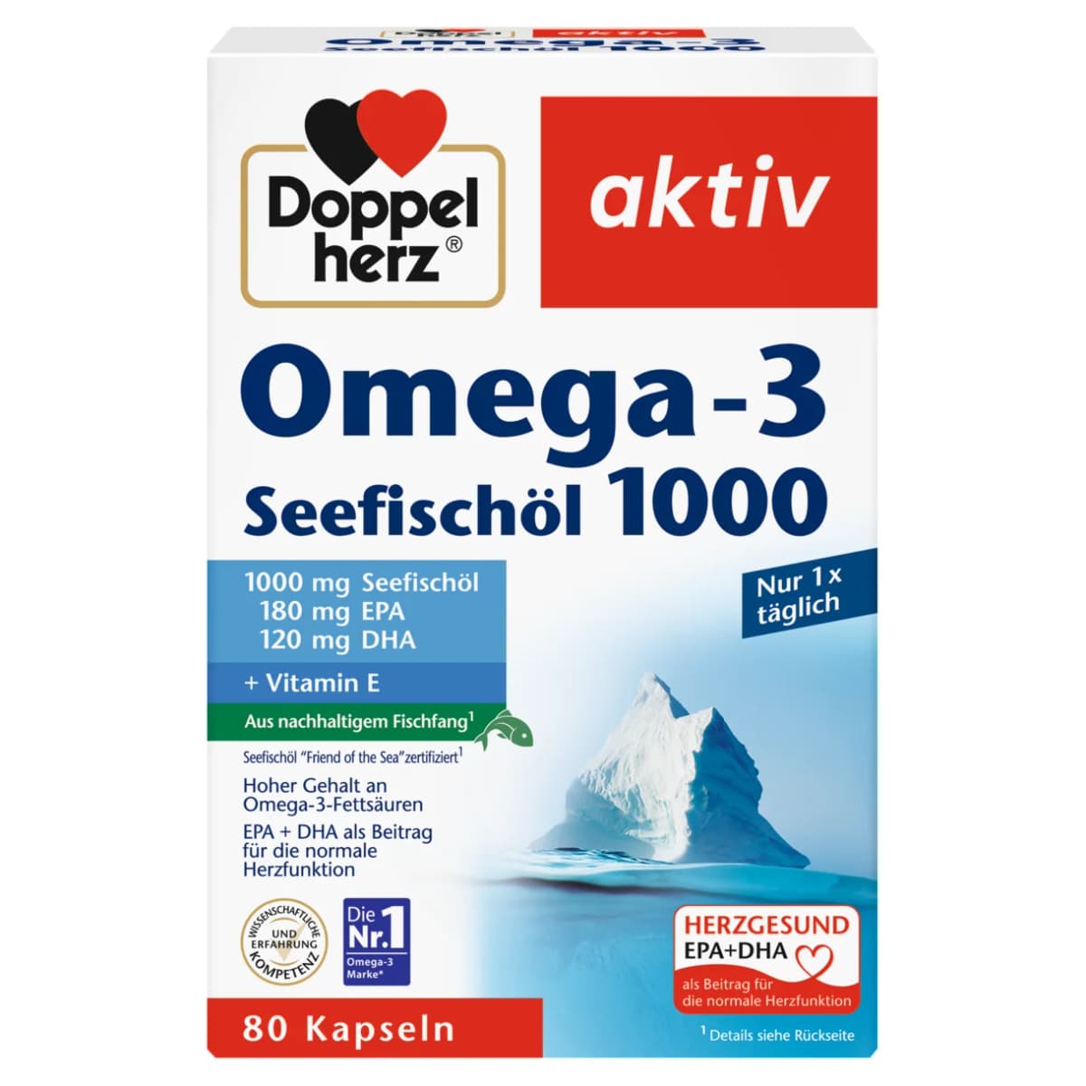 Doppelherz Omega-3 Seefischöl 1000 Kapseln, 80 Stück – Bipa