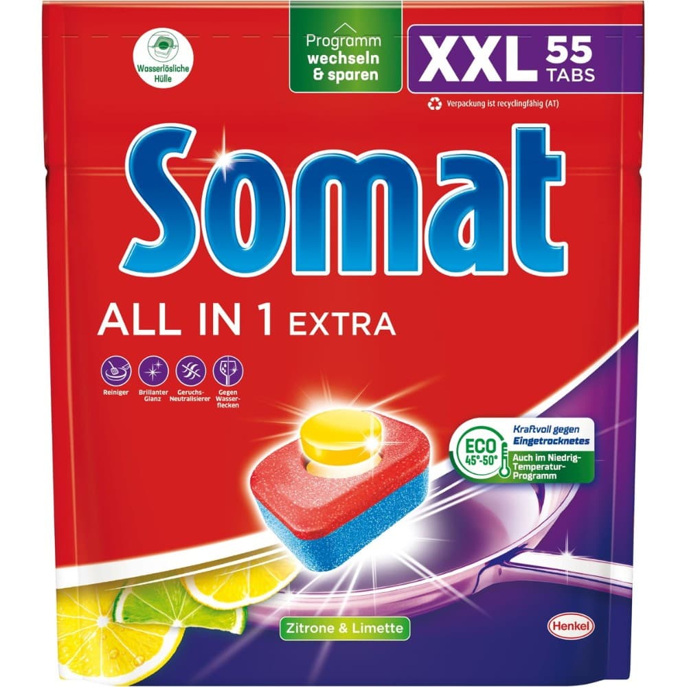 Somat Classic XXL oder Excellence 5-in-1-Caps oder All-in-1-Lemon-Tabs, 85 Tabs oder 60 Tabs oder 54 Tabs – Penny