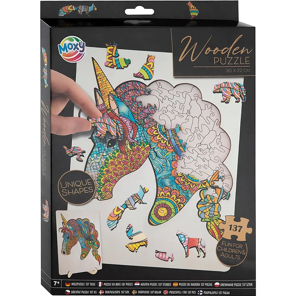 Tier-Holzpuzzle Einhorn, 137 Teile – Norma