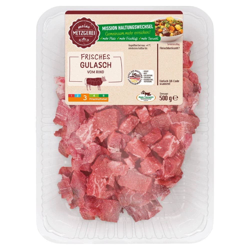Frisches Rindsgulaschfleisch, 500 g WIESENTALER – Lidl