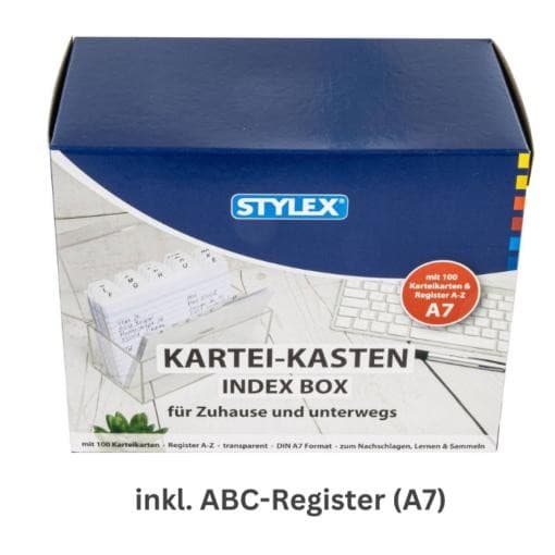 Karteikartenbox A7, 100 Karteikarten – Interspar