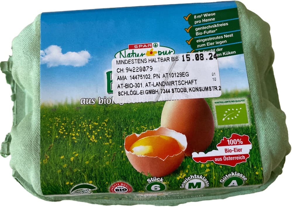 Natur pur Große Bio-Eier Gr. L, 6er-Packung – Spar