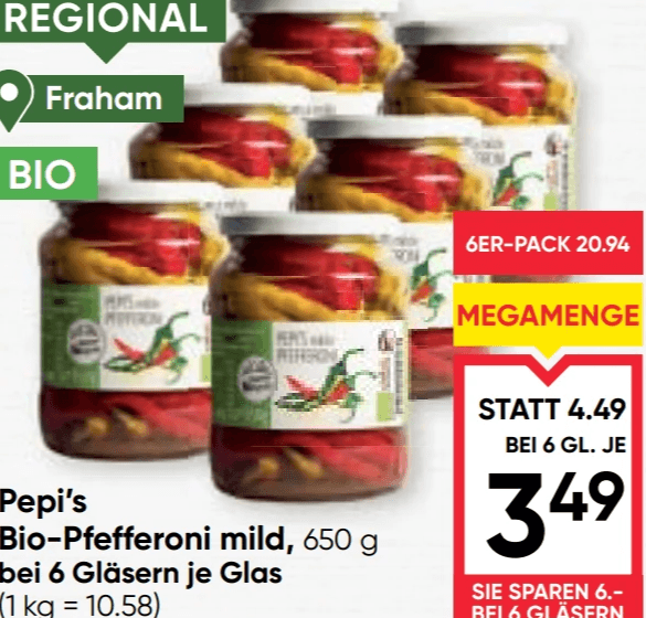 Pepi's Bio-Pfefferoni mild 650 g Angebot bei Maximarkt
