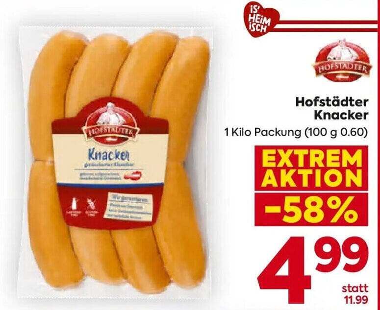 Hofstädter Knacker, 1 Kilo Packung – Billa