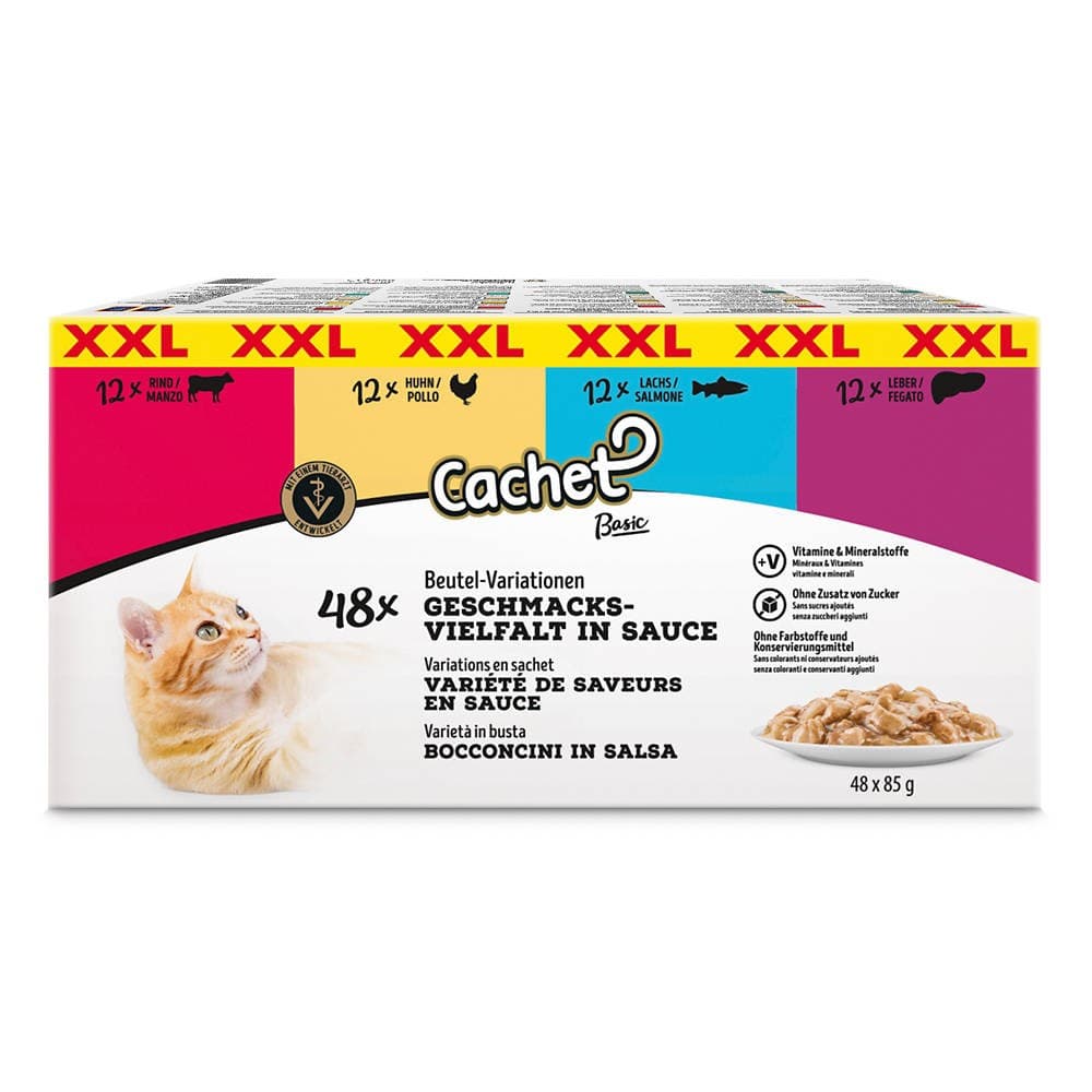 XXL Basic Katzenfutter, 48 x 85 g CACHET – Hofer