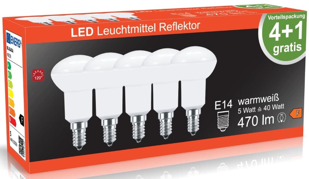 LED-Leuchtmittel 5er-Multipack Reflektor R50 E14, 5er-Multipack BLULAXA – Norma