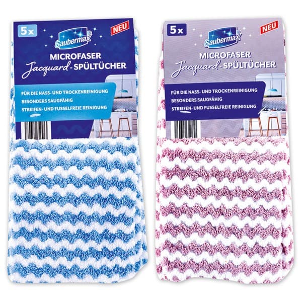 Saubermax Microfaser Jacquard-Spültücher, 5 Stück – Norma