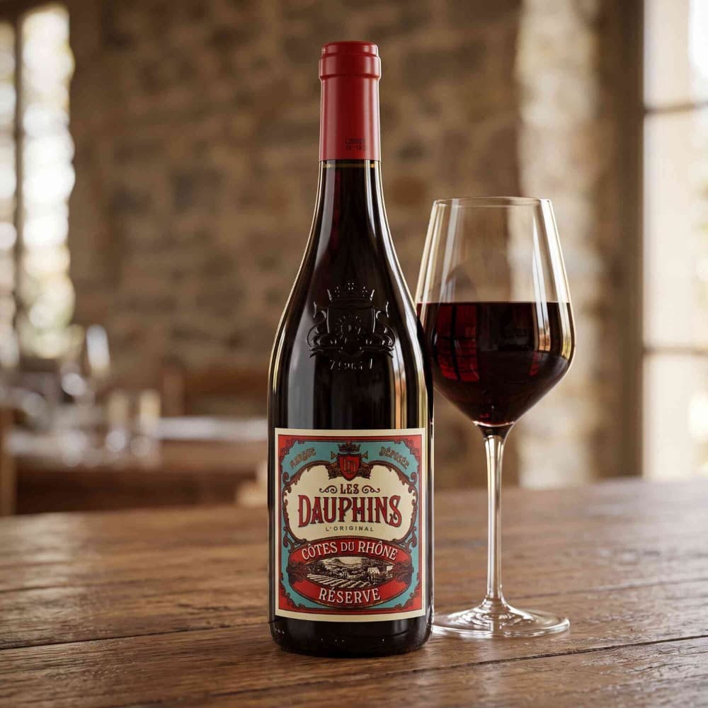 Côtes du Rhône AOC, 0,75 l Les Dauphins – Interspar