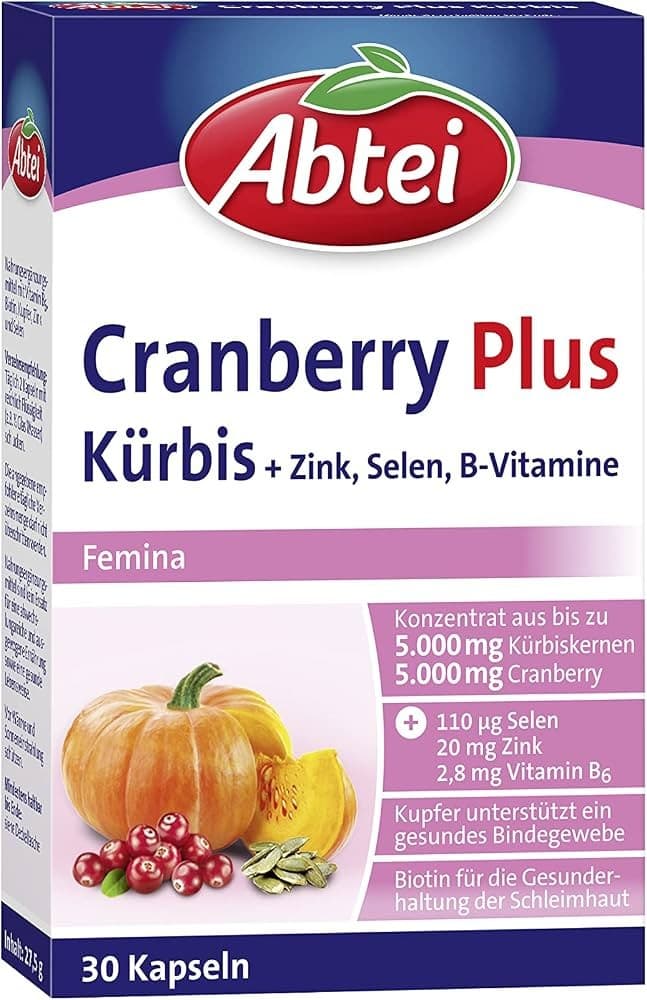 Cranberry Plus Kürbis Kapseln, 30 Stk. Abtei – Dm