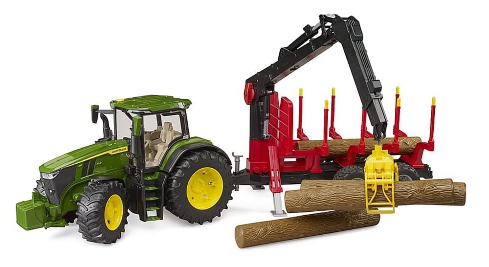 Bruder John Deere 7R 350 mit Rückeanhänger und 4 Baumstämmen – Maximarkt