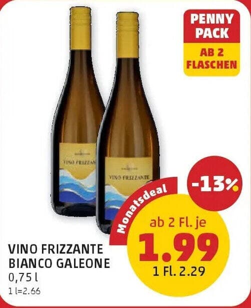 Vino Frizzante Bianco Galeone 0,75 l Angebot bei Penny