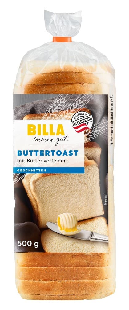 BILLA immer gut Buttertoast, 500 g – Billa