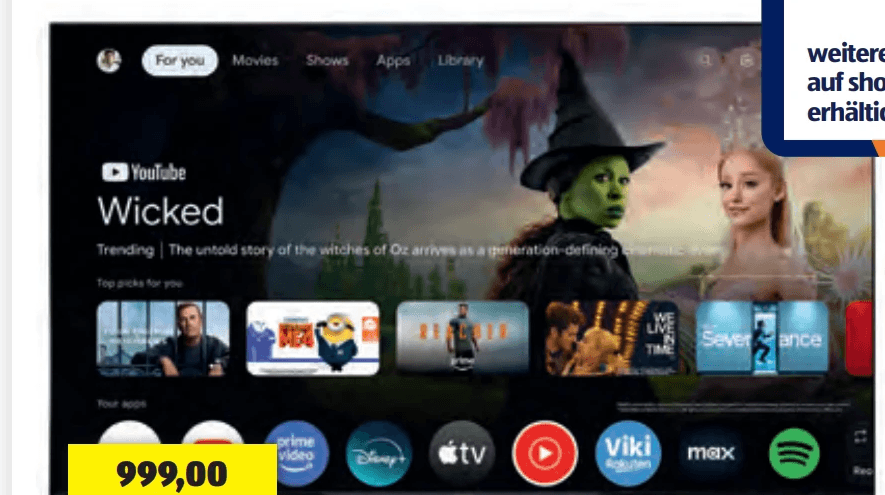 Sharp 4K Ultra HD QLED Google TV™, 70" (177 cm) – Hofer