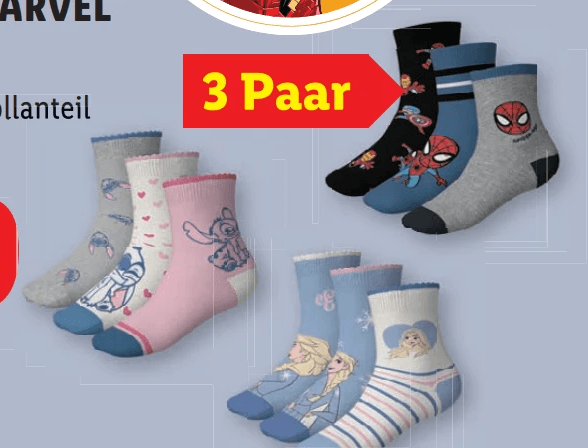 Disney/Marvel Kinder Socken, 3 Paar – Lidl
