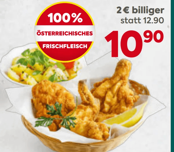 Halbes steirisches Backhendl mit Erdäpfel-Vogerlsalat Angebot bei Billa Plus