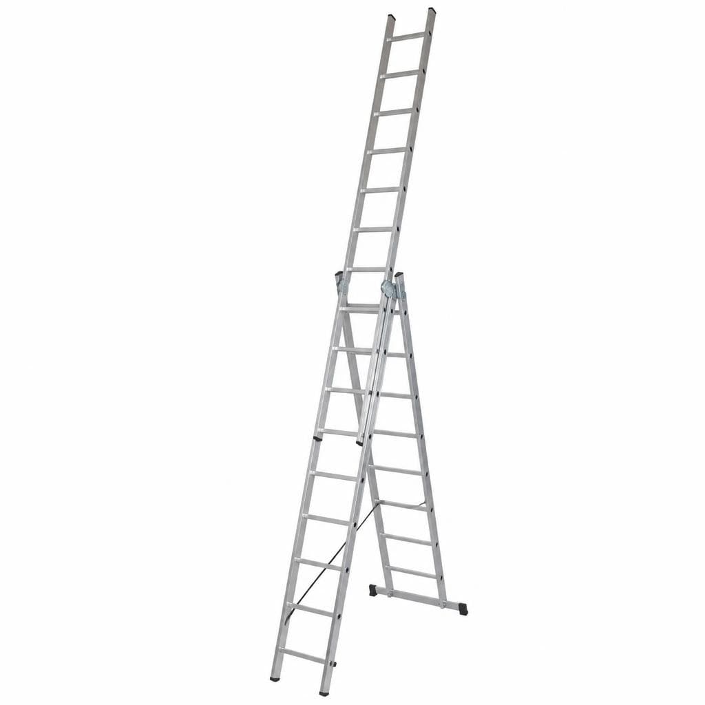 Alu-Kombleiter 3 x 9 Sprossen, Länge 1-fach: 250 cm, 2-fach: 370 cm, 3-fach: 530 cm – Zgonc