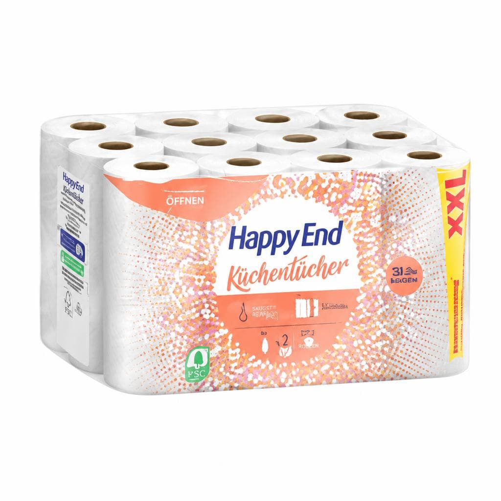 Happy End Küchentücher, 12 x 128 Blatt – Penny